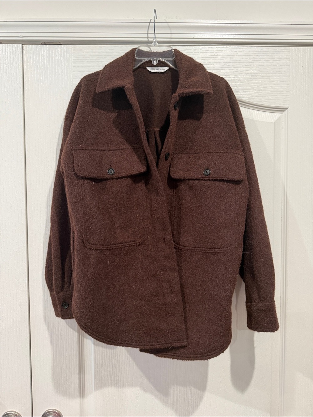 Alpine Design Dark Chocolate Brown Wool Bomber Shacket